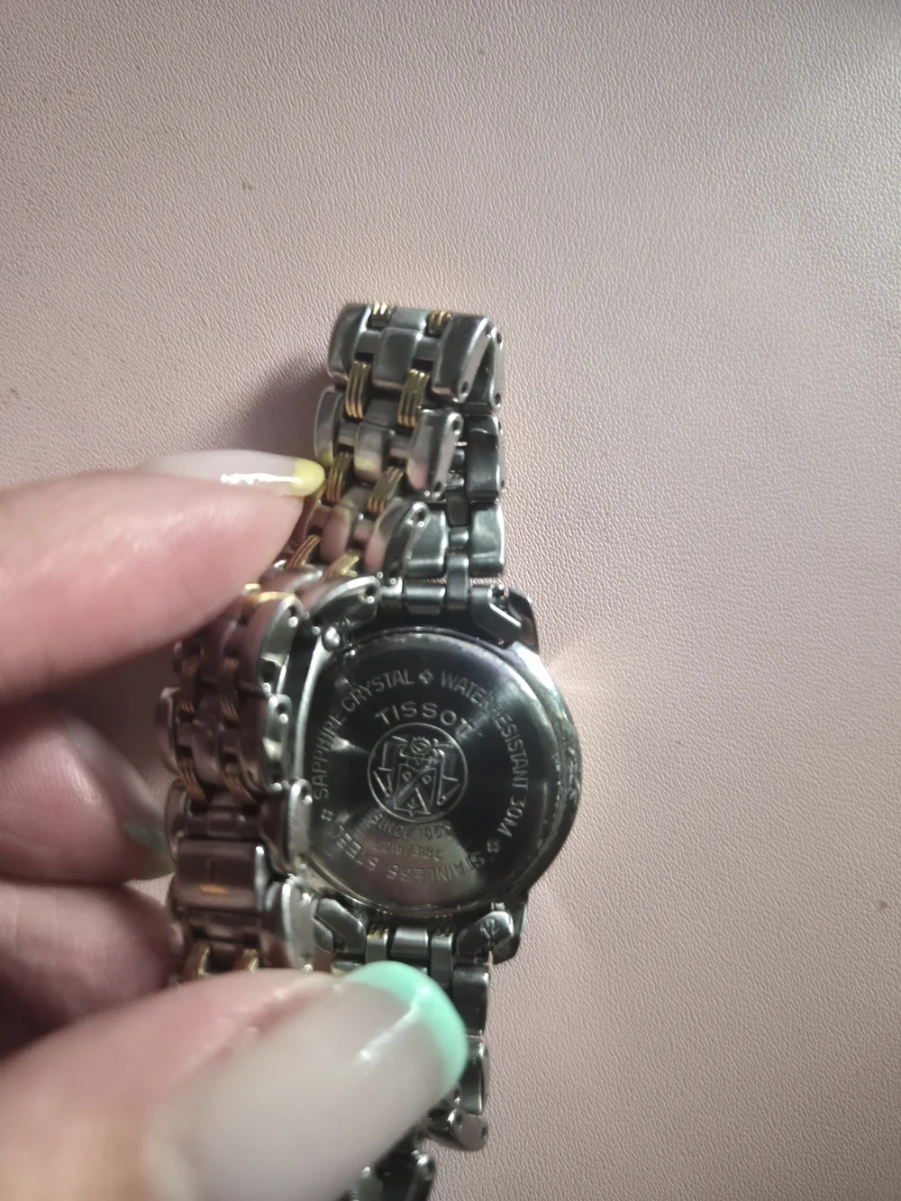 Tissot Two-Tone Silver and Gold Ladies Watch with Black Dial
